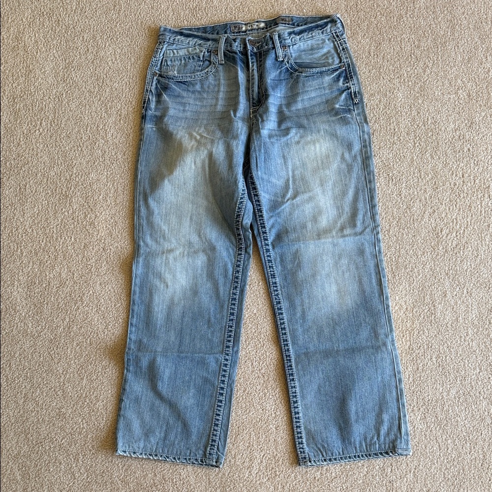 BKE Men's Straight Light Wash Blue Jeans